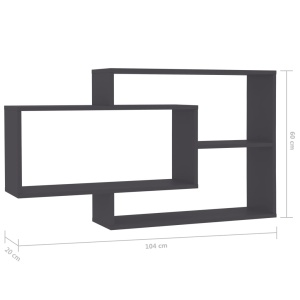 Rafturi de perete, gri, 104 x 20 x 60 cm, PAL - Img 5