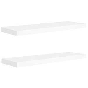 Rafturi de perete suspendate, 2 buc., alb, 80x23,5x3,8 cm, MDF - Img 2