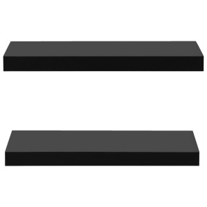 Rafturi de perete suspendate, 2 buc., negru, 40 x 20 x 3,8 cm - Img 3