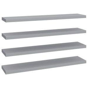 Rafturi de perete suspendate, 4 buc., gri, 120x23,5x3,8 cm, MDF - Img 2