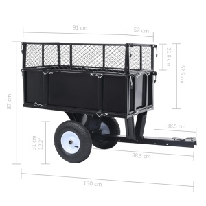 Remorcă basculantă tractor de tuns gazon, incărcătură 150 kg - Img 9