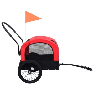 Remorcă bicicletă & cărucior 2-in-1 animale, roșu și negru - Img 4
