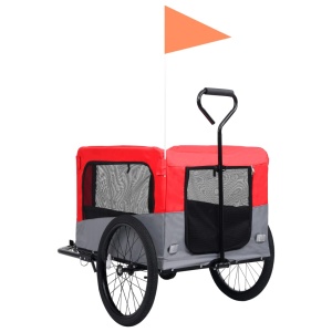 Remorcă bicicletă &amp; cărucior 2-in-1 pentru animale, roșu și gri - Img 5