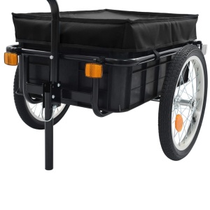 Remorcă de bicicletă/Căruț de mână, negru, 155x61x83 cm, oțel - Img 5