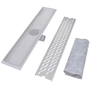 Rigolă duș liniară, model ondulat, oțel inoxidabil, 630x140 mm - Img 3