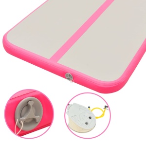 Saltea gimnastică gonflabilă cu pompă roz 600x100x10cm PVC - Img 7