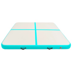 Saltea gimnastică gonflabilă cu pompă verde 200x200x10 cm PVC - Img 4