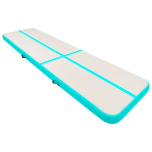 Saltea gimnastică gonflabilă cu pompă verde 600x100x15 cm PVC - Img 3