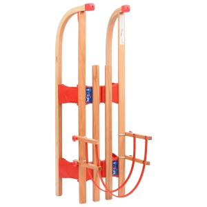 Sanie pliabilă pentru zăpadă cu spătar, 110 cm, lemn - Img 8