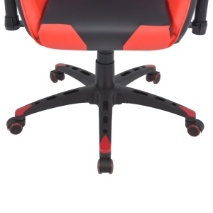 Scaun birou rabatabil, design racing, piele artificială, roșu - Img 6