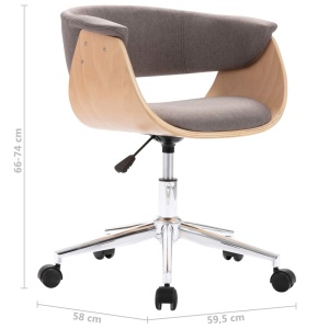Scaun bucătărie pivotant gri taupe lemn curbat/material textil - Img 7