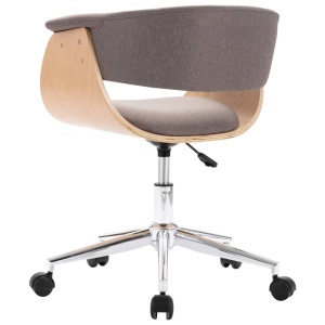 Scaun de birou pivotant, gri taupe, lemn curbat și textil - Img 8