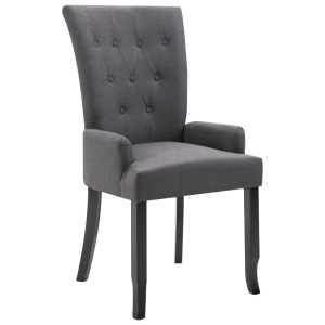 Scaun de bucătărie cu cotiere, gri inchis, material textil - Img 2