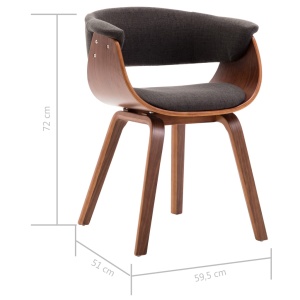 Scaun de bucătărie, gri, lemn curbat și material textil - Img 5