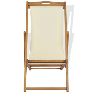 Scaun de exterior, crem, 56 x 105 x 96 cm, lemn de tec - Img 3