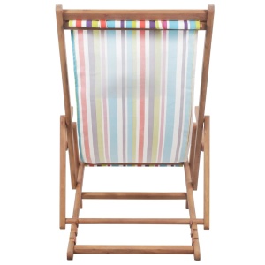 Scaun de plajă pliabil, multicolor, textil și cadru din lemn - Img 8