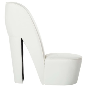 Scaun, design toc inalt, alb, piele ecologică - Img 2