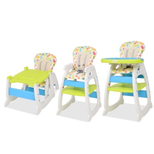 Scaun inalt convertibil 3-in-1 cu masă, albastru și verde - Img 4