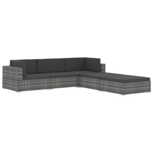 Scaun modular de mijloc, 1 buc., gri, poliratan, cu perne - Img 9