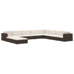 Scaun modular de mijloc, 1 buc., maro, poliratan, cu perne - Img 7