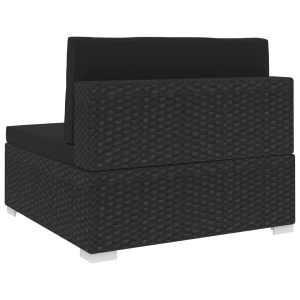 Scaun modular de mijloc, 1 buc., negru, poliratan, cu perne - Img 4