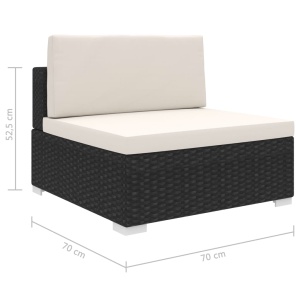 Scaun modular de mijloc, 1 buc., negru, poliratan, cu perne - Img 8