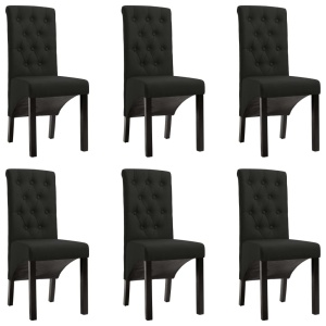Scaune de bucătărie, 6 buc., negru, material textil