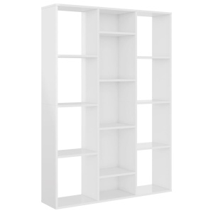 Separator cameră/Bibliotecă alb extralucios 100x24x140 cm PAL - Img 2