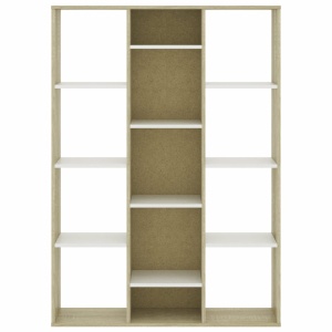 Separator cameră/Bibliotecă, alb și stejar, 100x24x140 cm, PAL - Img 8