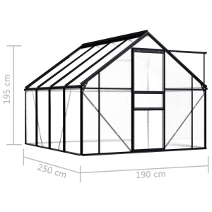 Seră, antracit, 4,75 m², aluminiu - Img 5