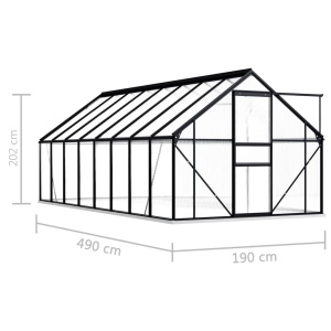 Seră cu un cadru de bază, antracit, 9,31 m², aluminiu - Img 5
