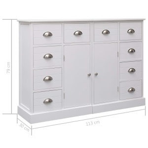 Servantă cu 10 sertare, alb, 113 x 30 x 79 cm, lemn - Img 10