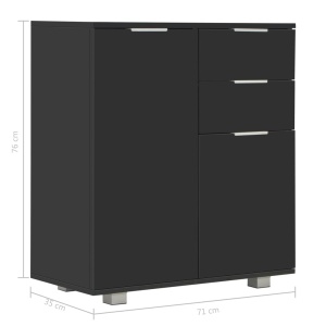 Servantă, negru foarte lucios, 71 x 35 x 76 cm, PAL - Img 10