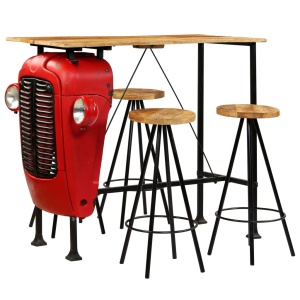 Set bar 5 piese, lemn masiv de mango, 120x60x107 cm