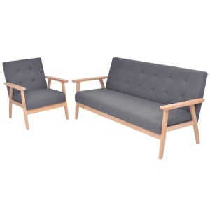 Set canapea 2 piese, textil, gri inchis