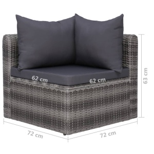 Set canapea de grădină cu perne, 6 piese, gri, poliratan - Img 10