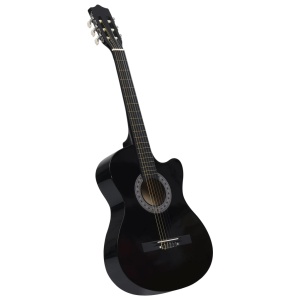 Set chitară acustică occidentală 12 piese 6 corzi negru 38" - Img 5
