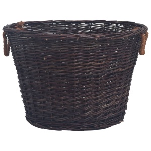 Set coșuri pentru lemne de foc stivuibile, maro inchis, răchită - Img 5