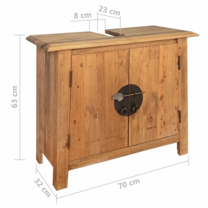 Set de baie 5 piese, lemn masiv de pin reciclat - Img 11