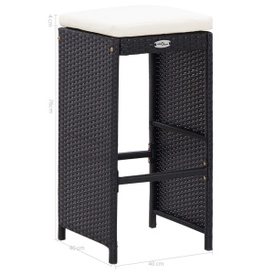 Set de bar de exterior, 5 piese, negru, poliratan și sticlă - Img 10