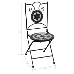 Set de bistro mozaic, 3 piese, negru &amp; alb, placă ceramică - Img 11