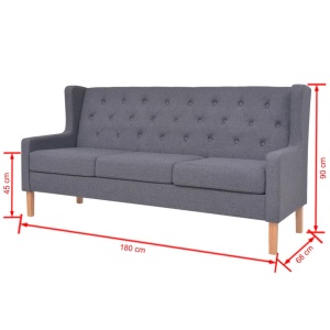 Set de canapele, 2 piese, material textil, gri - Img 10