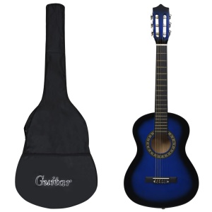 Set de chitară clasică incepători, 8 piese, albastru, 1/2 34"