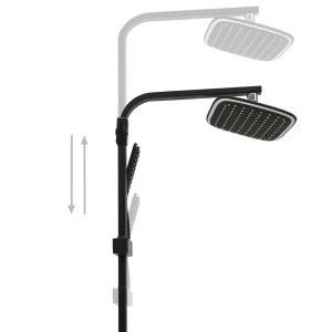 Set de duș cu două capete, mixer și furtun, negru - Img 4