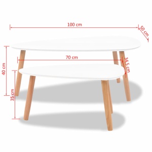 Set masă cafea, 2 piese, lemn masiv de pin, alb - Img 11