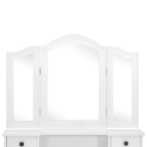 Set masă de toaletă cu taburet alb 80x69x141 cm lemn paulownia - Img 7