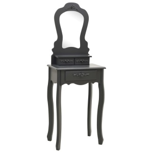 Set masă de toaletă cu taburet gri 50x59x136 cm lemn paulownia - Img 3