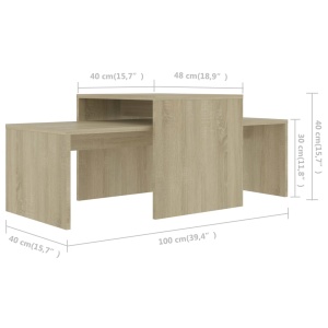 Set măsuțe de cafea, stejar sonoma, 100x48x40 cm, PAL - Img 6