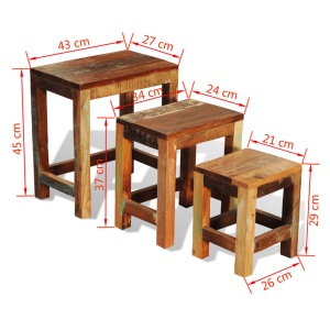 Set mese suprapuse, 3 piese, vintage, lemn reciclat - Img 8