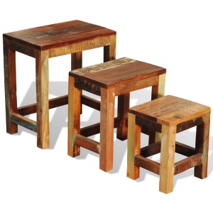 Set mese suprapuse, 3 piese, vintage, lemn reciclat - Img 9